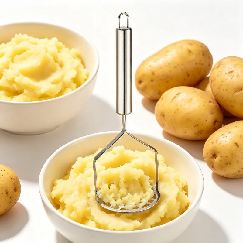 Stainless Steel Manual Potato Masher Potato Pumpkin Sweet Potato Masher Fruit and Vegetable Pressing Tool Kitchen Gadget Qme