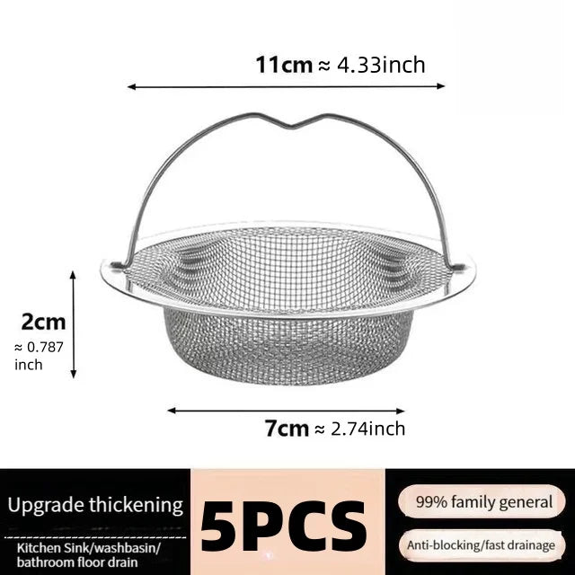 1/2/5PCS Sink Strainer Kitchen Drain Strainer Dish Drainer for Sink With Handle Metal Sink Strainer Floor Drain For Kitchen Kit Qme 5PCS