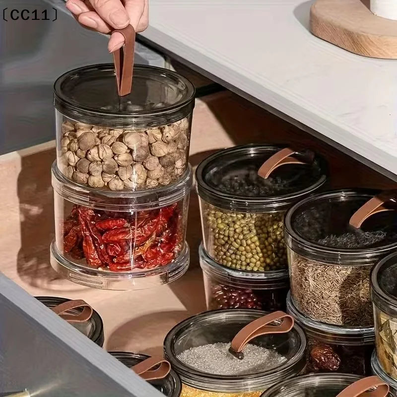 Sealed Jars Kitchen Seasoning Organizer Airtight Stackable Bottle Qme