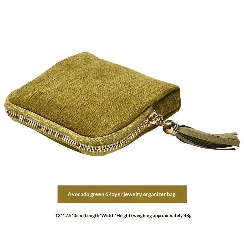 Soft Velvet Portable Jewelry Storage Bag Multi Slots Golden Zipper For Travel Bracelet Earring Necklace Storage Qme A7