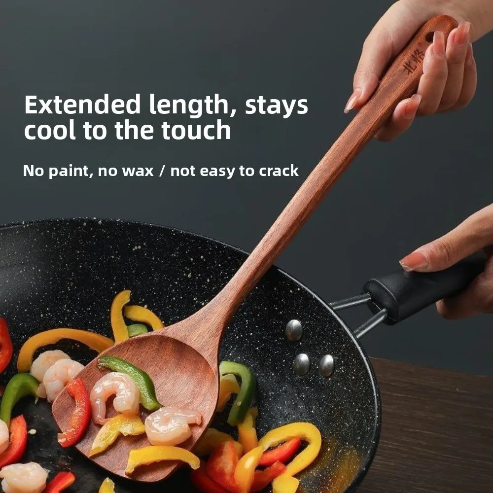 1/3/5Pcs Wooden Spatula Spatule Cuisine Long Manche Bois Antiadhésive Spatule Domestique Pour Poêle Cuisson Quotidienne Qme