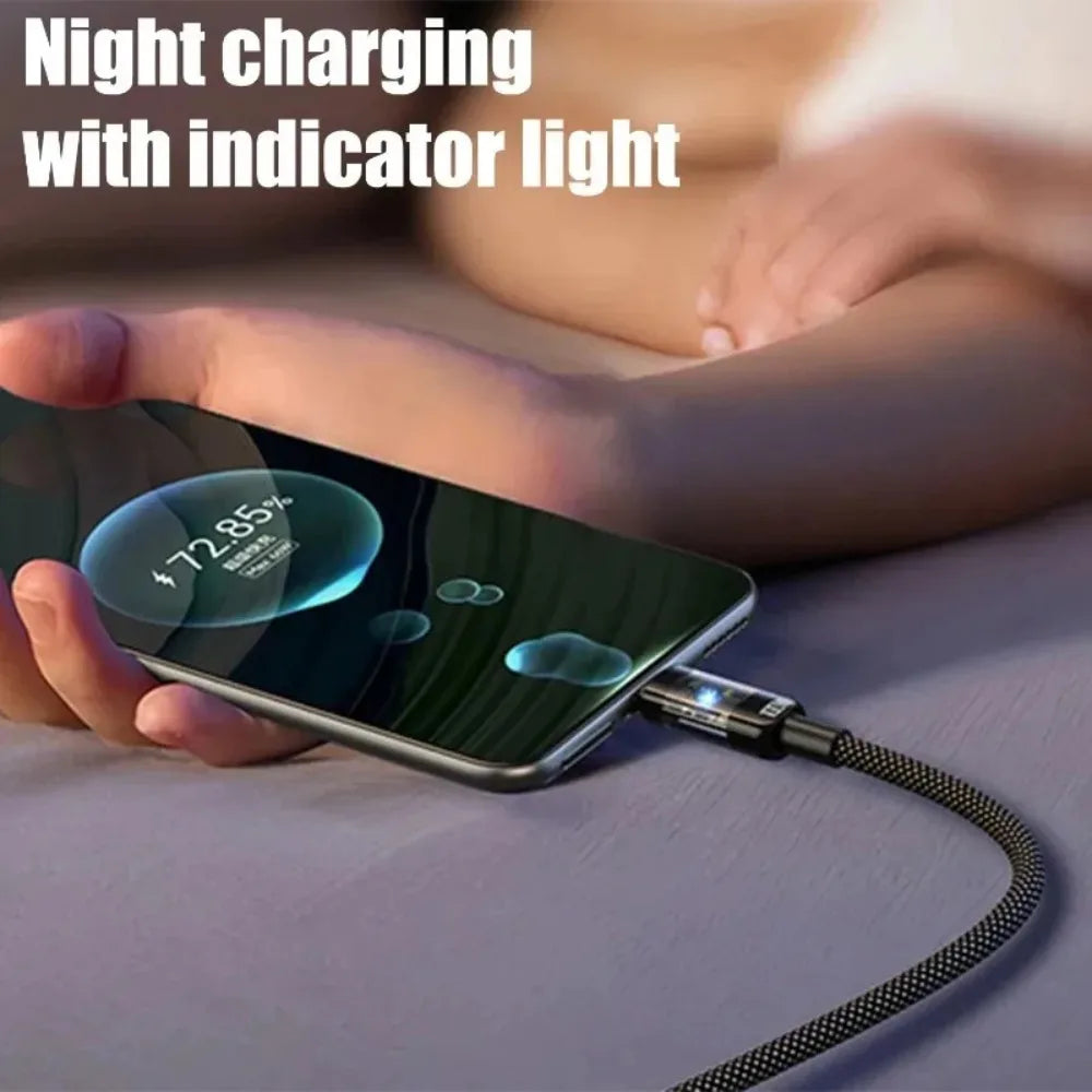 USB C 240W 10A Fast Charging Data Cable USB to Type C QC3.0 Fast Charger Cord With LED Light Phone Data Line For Samsung Xiaomi Qme