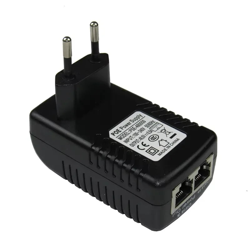 DC48V 0.5A CCTV Active PoE Injector Ethernet Power Adapter for IP Camera Power Pin 4/5(+) 7/8 Compatible with IEEE802.3af Qme