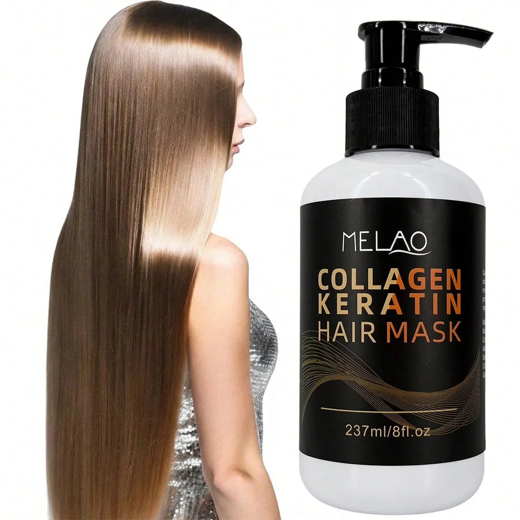 MELAO Collagen & Keratin Hair Mask - Intensive Repair for Damaged & Brittle Hair to Reduce Breakage, Restore Brilliant Shine Qme