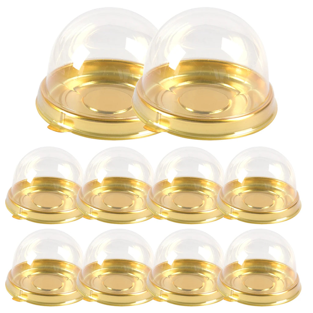 50pcs Mini Transparent Cake Box Container Transparent Cupcake Dome Pastry Baking Packaging Boxes Wedding Party Supplies Gifts Qme