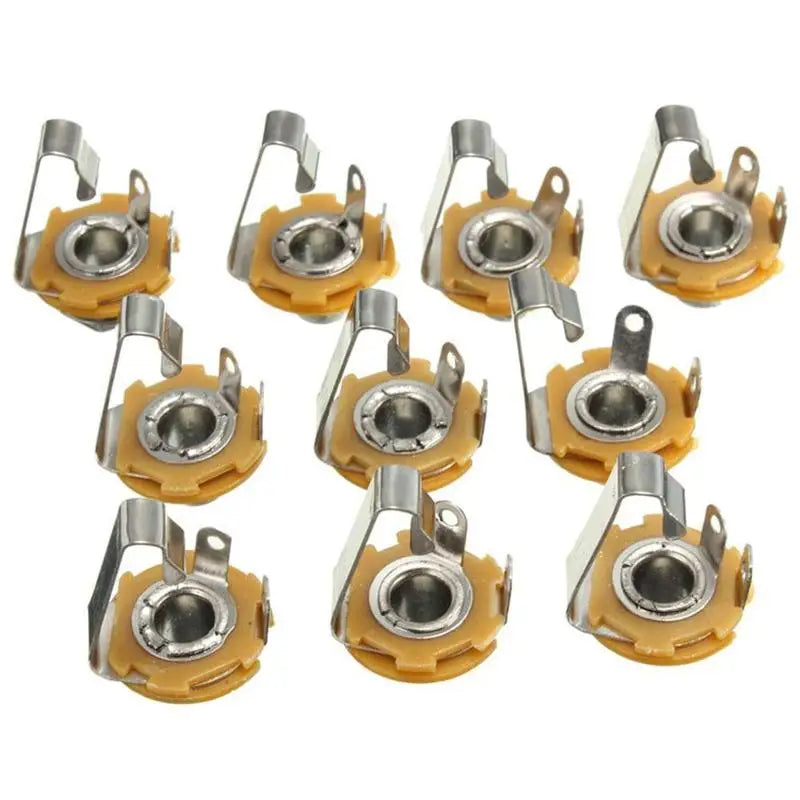 10Pcs 6.35mm / 6.5mm 1/4"" Stereo Plug Jack Audio Female Connector Solder Welding Type Panel Socket Mono TS Panel Chassis Mount Qme 10PCS