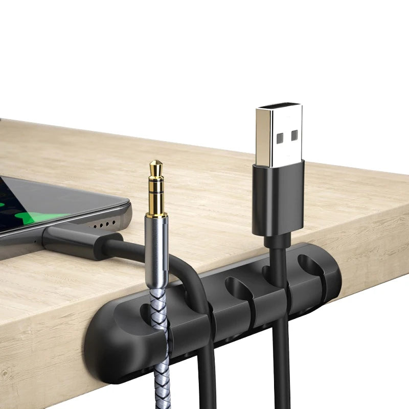 Cable Organizer Management Wire Holder Flexible USB Winder Tidy Qme