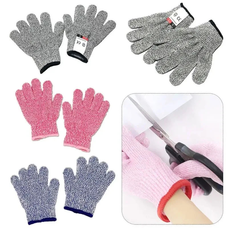 2PCS Kids HPPE Level 5 Cut Resistant Gloves Woodworking Labor Class Protection for Boys Girls Preschool Primary School Students Qme