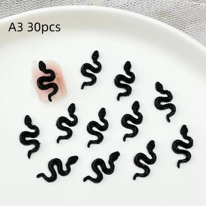 Halloween Nail Art Decorations Black Bat Spider Design Autumn Charms Qme A3 30pcs