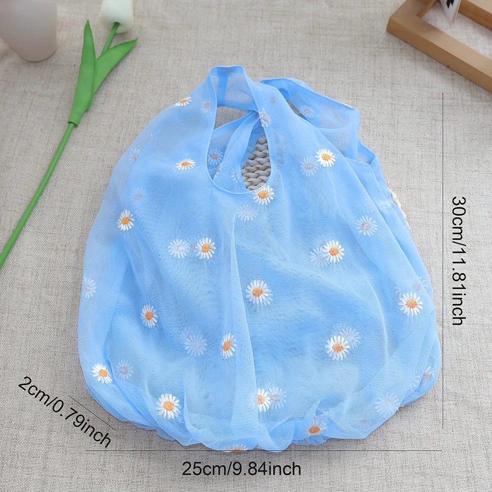 1pc Spring Summer Mesh Small Daisy Handbag, Cute Fairy Handbag Qme