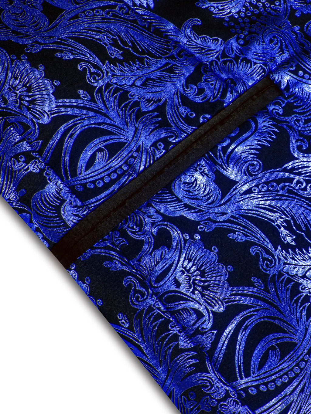 Mens Royal Blue Paisley Jacquard Shawl Lapel Blazer Luxury Single Breasted Tuxedo Jacket Formal Suit Coat for Wedding Prom Party Qme