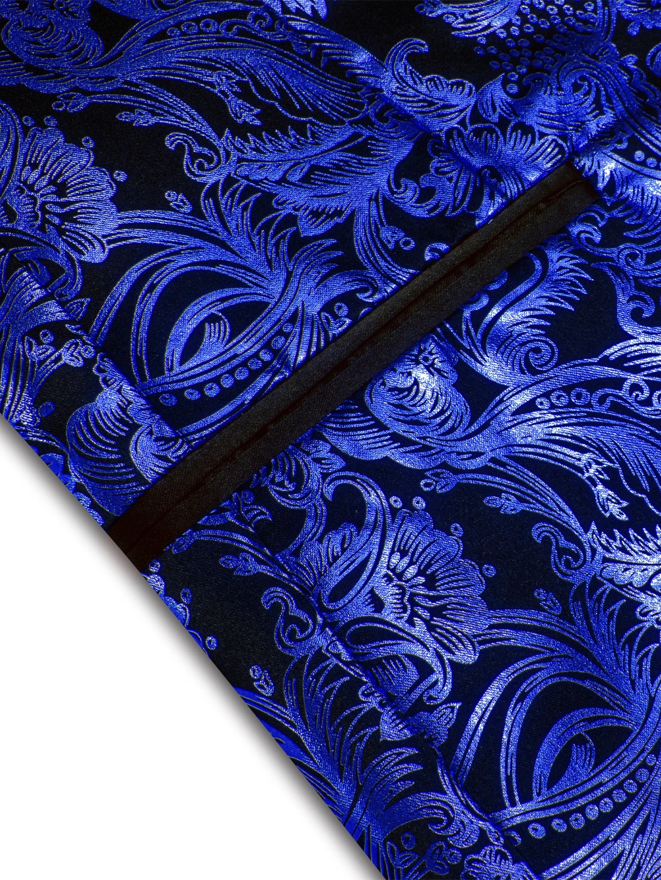 Mens Royal Blue Paisley Jacquard Shawl Lapel Blazer Luxury Single Breasted Tuxedo Jacket Formal Suit Coat for Wedding Prom Party Qme