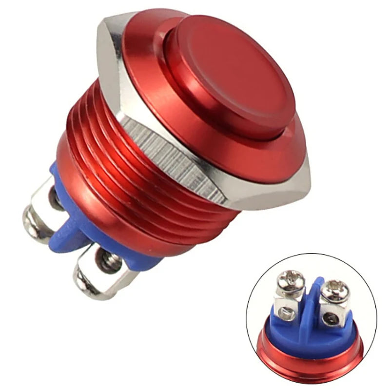 1Pc Momentary Push Button Switch 16mm Waterproof Mount Button Switch. Qme 1pc Red