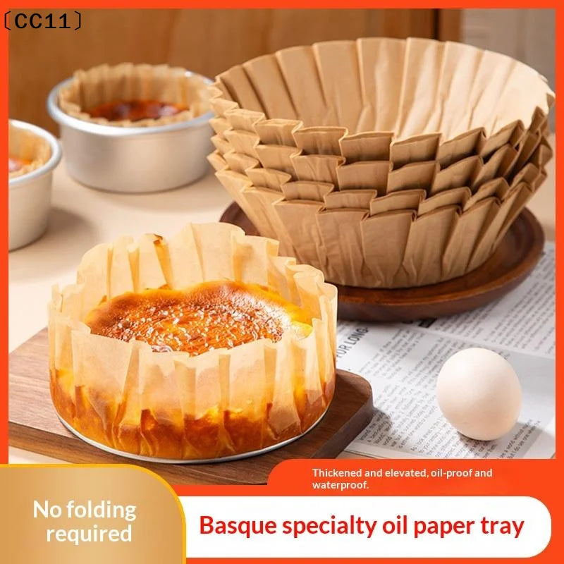 Basque Cheesecake Oil Paper Tray Foldable Cake Mold Disposable Qme