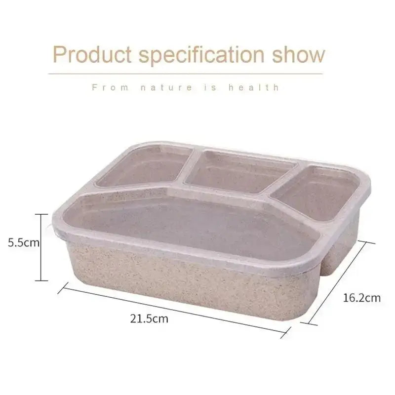 Bento Box Lunch Box Adult LunchBox Containers For Toddler Kids Adults 4 Compartments Fork Leak-Proof Microwave Dishwasher Qme
