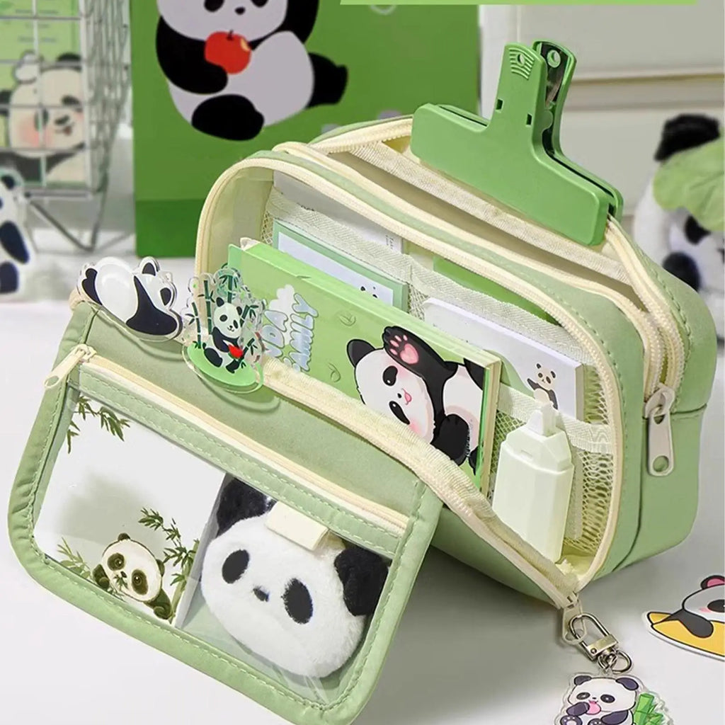 Aesthetic Pencil Case Panda Large Capacity Animal Cute Pouch Qme