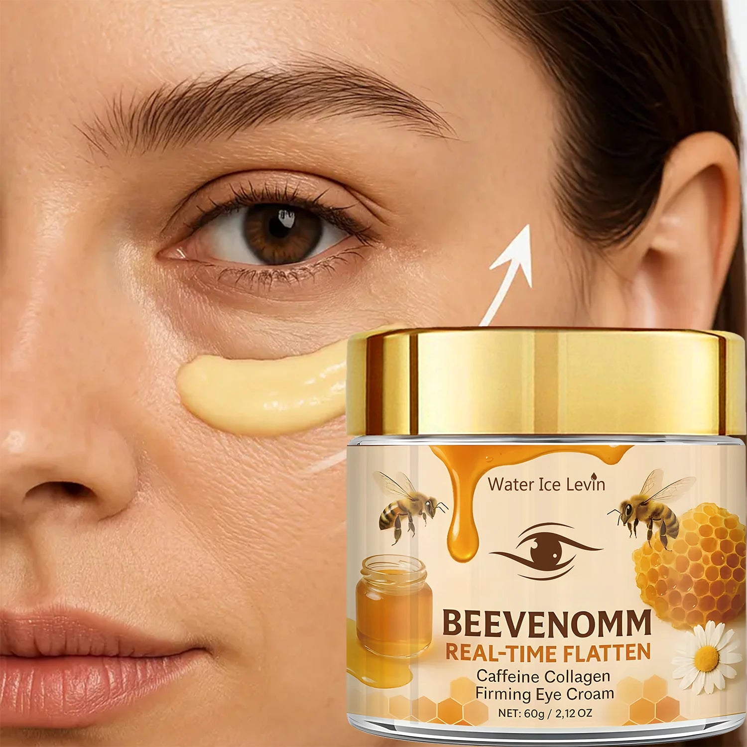 Bee Venom & Caffeine Firming Eye Cream - Collagen & Hyaluronic Acid Formula to Reduce Dark Circles, Wrinkles & Revitalize Skin. Qme