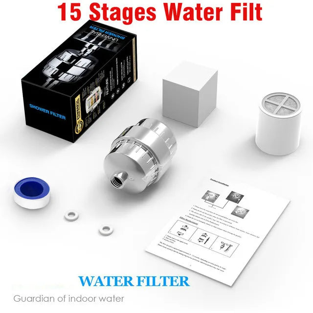 15 Stage Activated Carbon Filter Remove Chlorine Soft Water Reduce Dry Itchy Skin Bathroom Shower Head Filtration Purifier Qme 15 Stages Filt