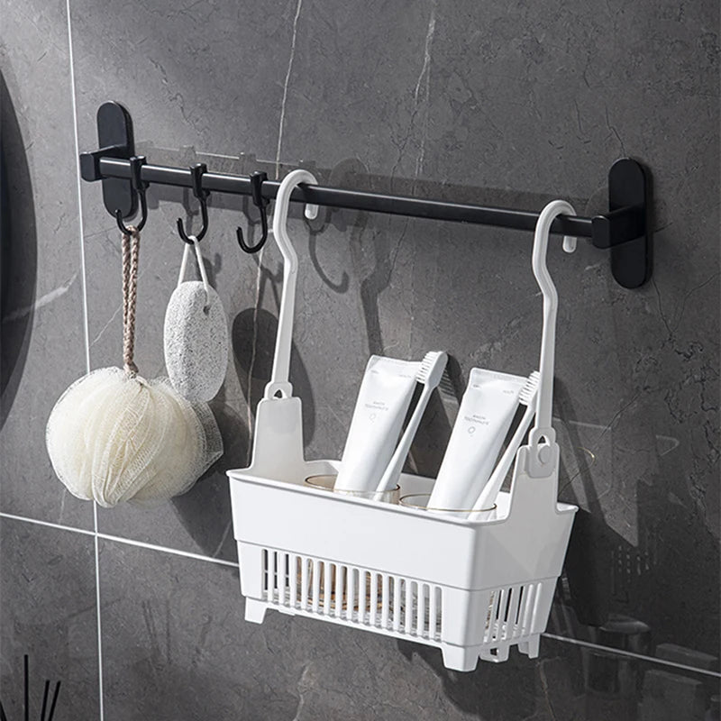 Storage Basket with Hanging Hook Household Shower Supplies Organizer for Home Kitchen Bathroom Toilet Multifunctional Container. Qme