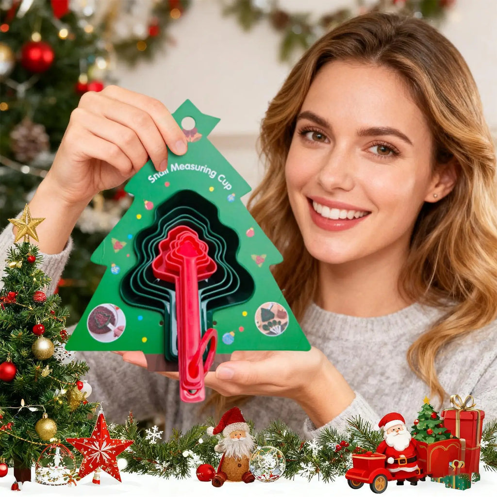 8pcs measuring spoon Christmas tree shaped measuring spoon measuring cup baking small tool for Home Cooking Qme