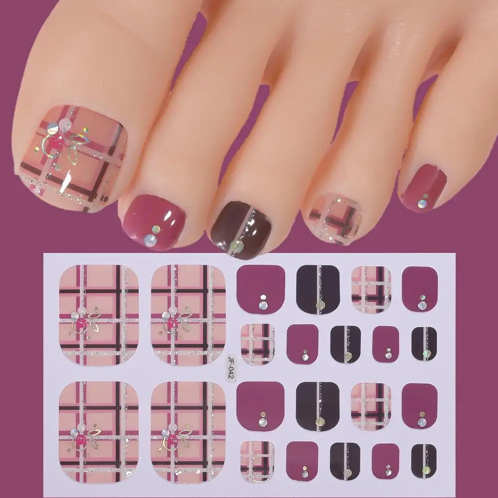 22tips Sheet Glitter Toenail Stickers Glittering Full Wraps Summer Qme L