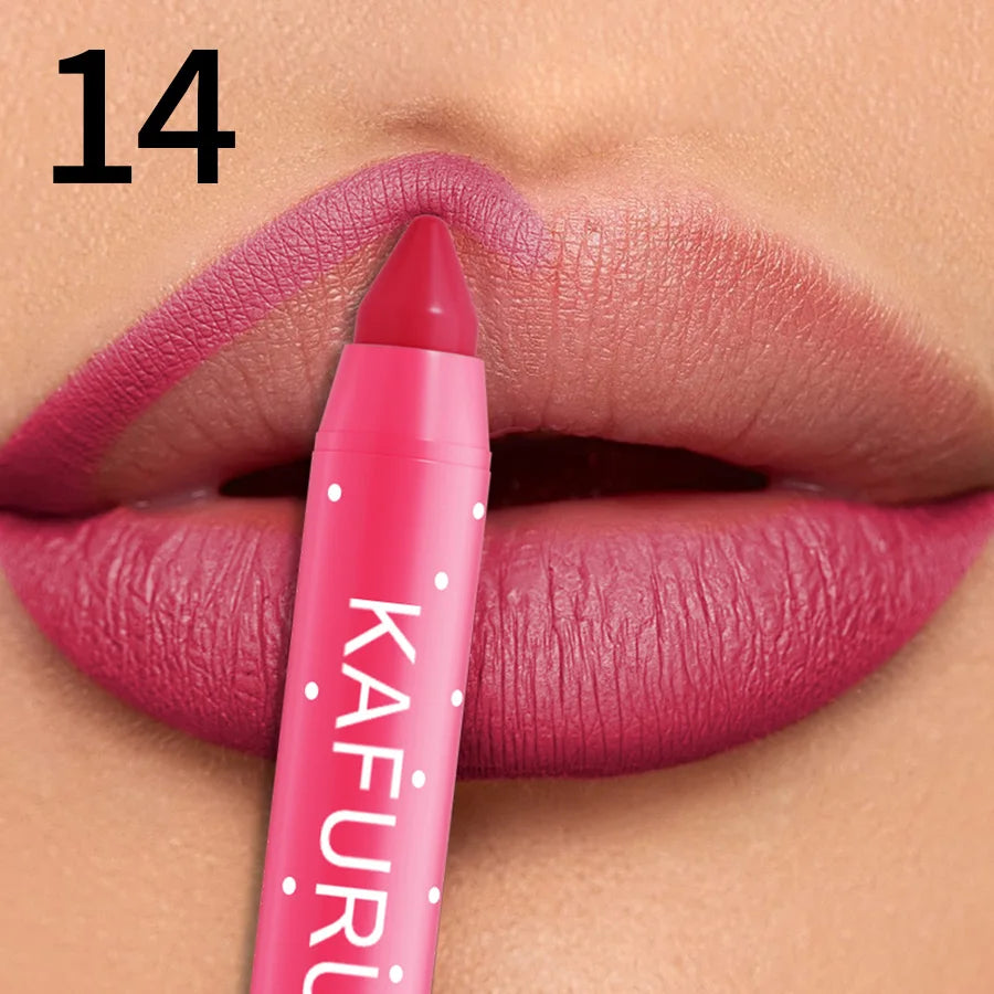 15 Colors Lipstick Pencil Waterproof Sexy Red Matte Contour Tint Qme 14