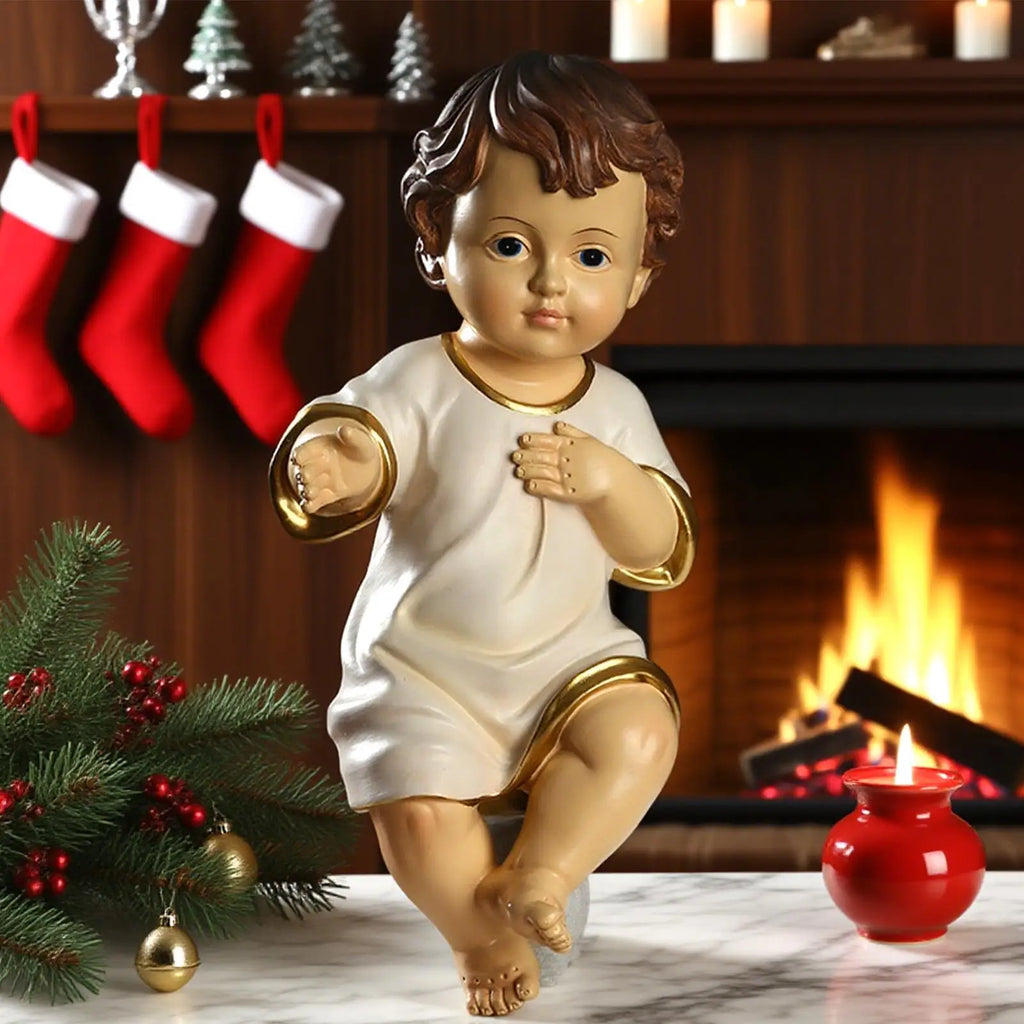 Baby Jesus Figurine Holiday Resin Nativity Ornaments Miniature Catholic Christian Statue Figurines Home Families Decors Qme