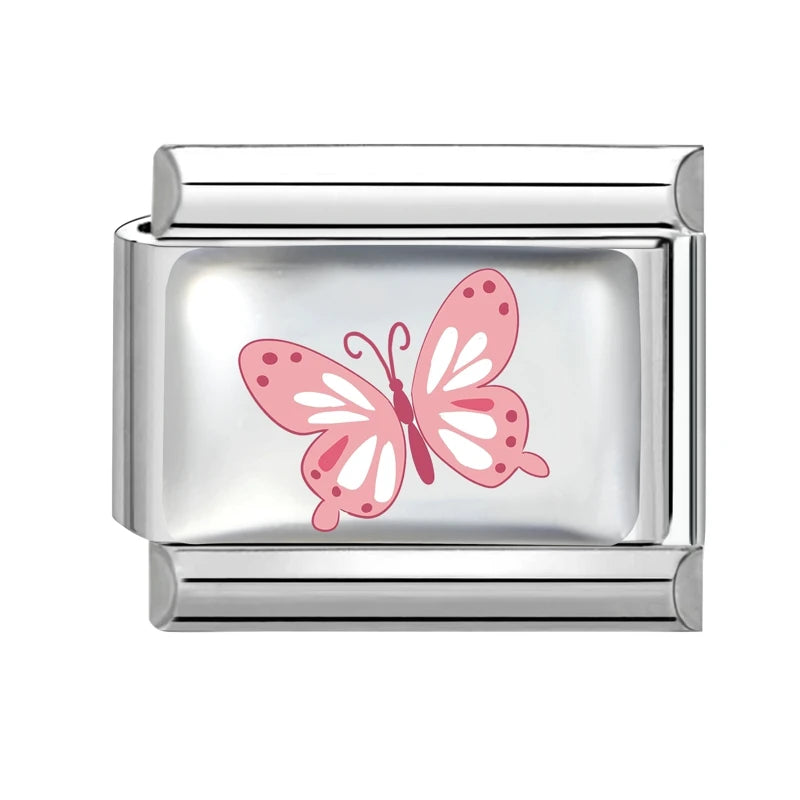 Y2K Attractive Purple Butterfly Colorful Flower Italian Charm Link