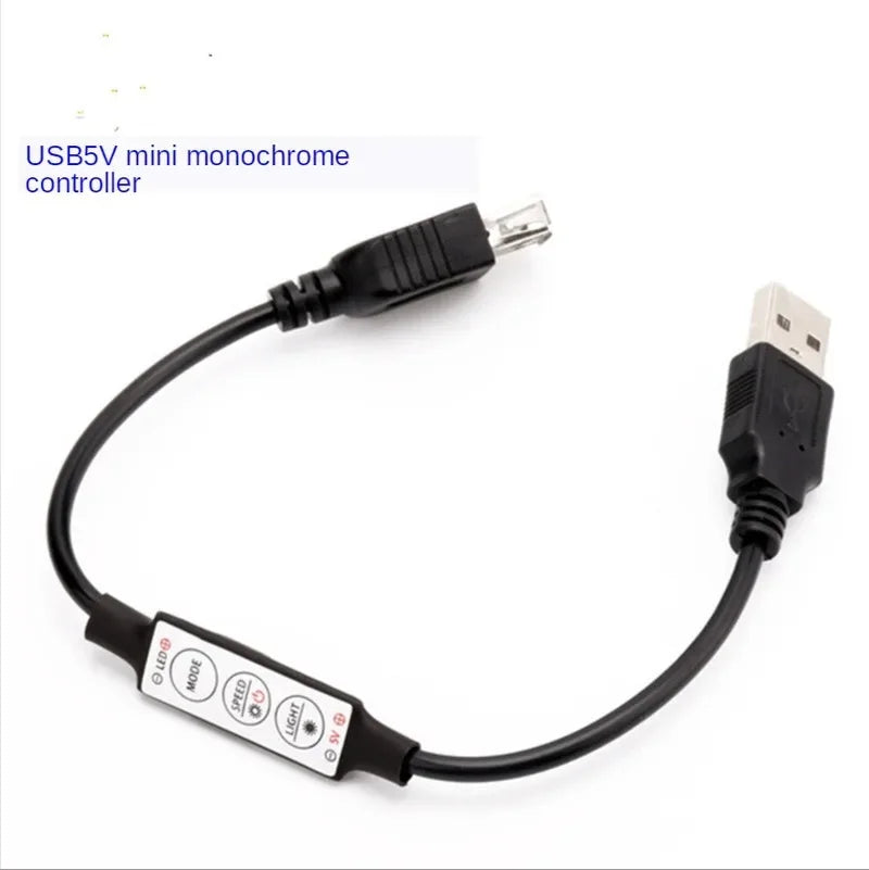 Input and Output USB Connector 5V Mini Monochromatic Led Light with 3 Button Dimmer Strobe Controller Qme 2pcs