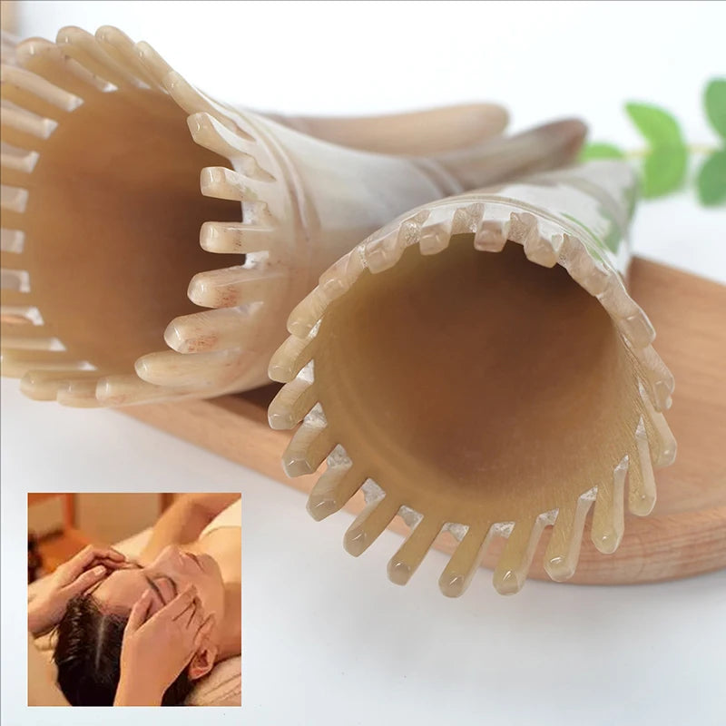 Cow Horn Hair Scrubbing Combs Barber Hairdressing Tools Clean Scalp Qme