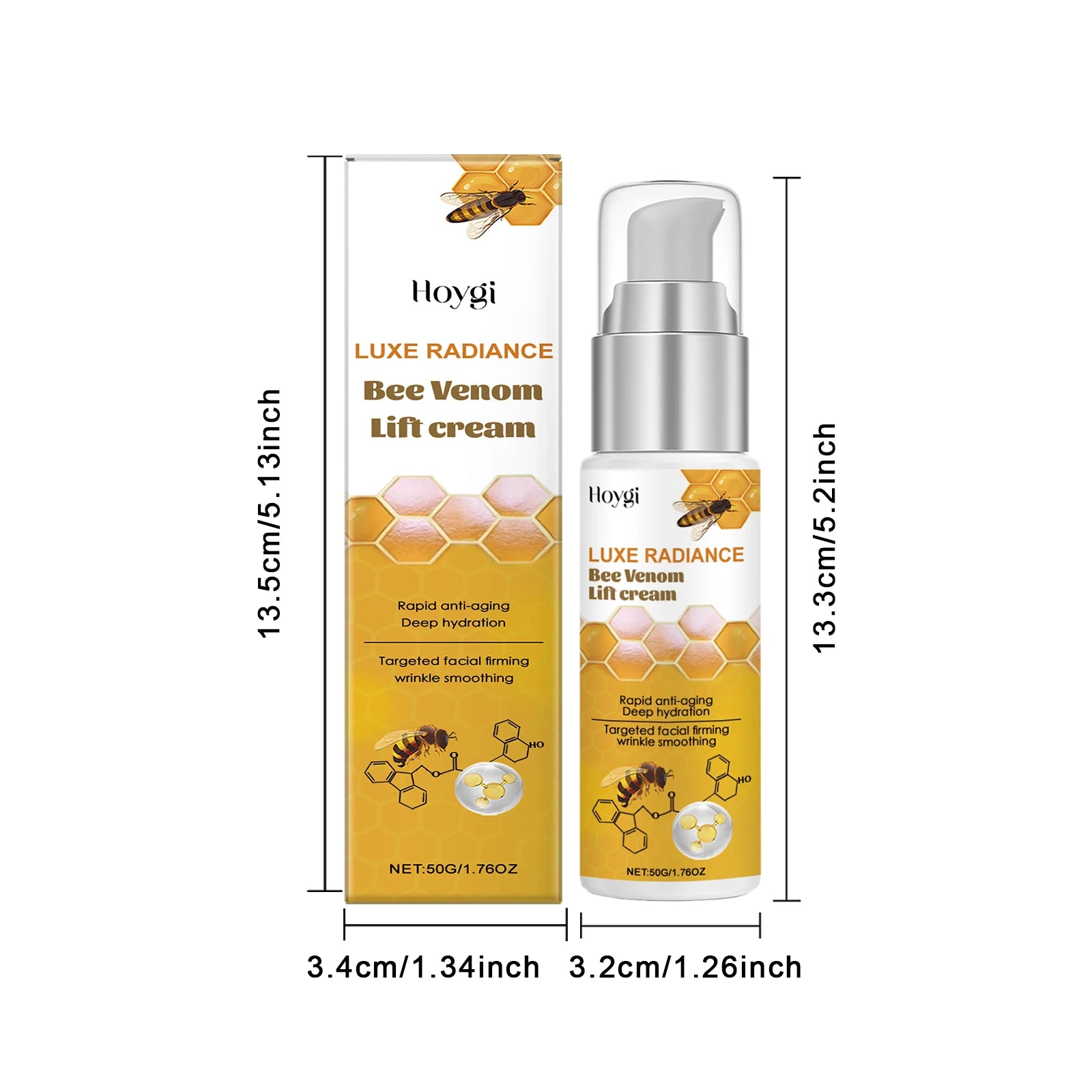 Bee Venom Face Cream Firming & Moisturizing Anti-Wrinkle Day Night Cream Tightening Nourishing Brightening Facial Skin Care 50ml Qme