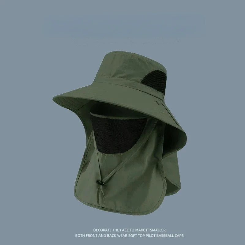 Summer Sun Hats UV Protection Outdoor Hunting Fishing Cap Fishing Hat with Mask UPF 50+ Summer Sun Protection Wide Brim Hat Qme JL