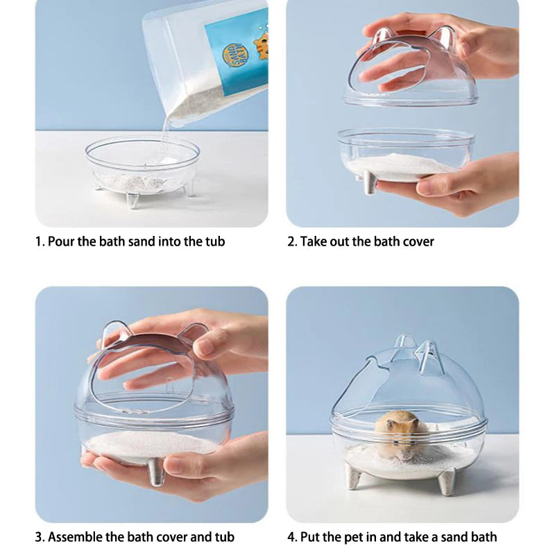 Hamster Transparent Bathroom Small Pet Sand Bath Cage Large Capacity Prevent Splash Bathing Transparent Shower Room Accessories Qme