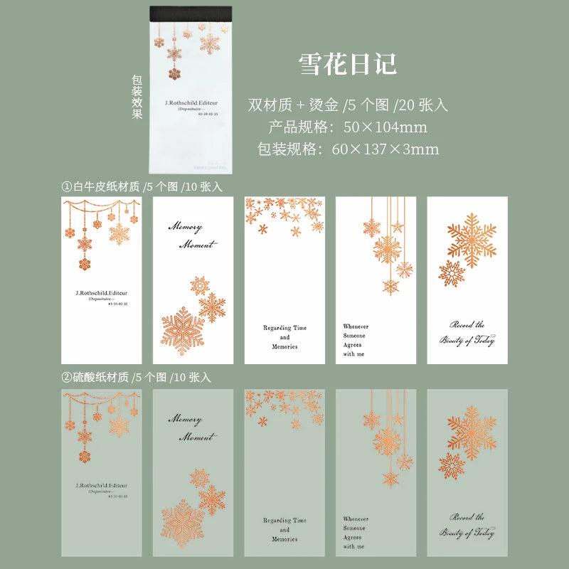 20 Sheets/Bag Gold & Silver Foil French Minimalist Star Moon Memo Pad for Scrapbook Journal Stationery DIY Decor Qme 6