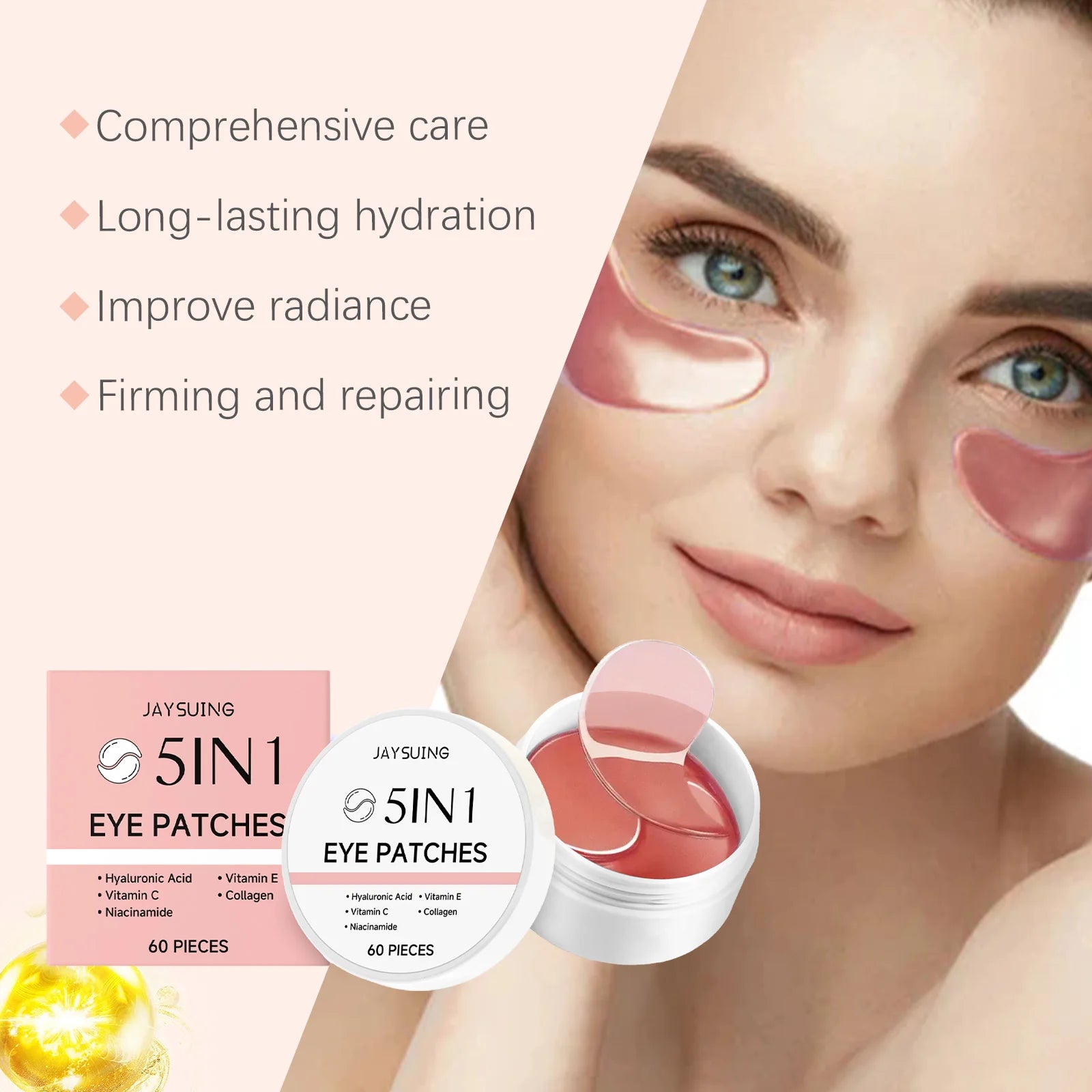 5-in-1 Skincare Set Firming Facial Serum Anti Aging Face Cream Collagen Eye Patches Moisturising Brightening Shrink Pores Skin Qme