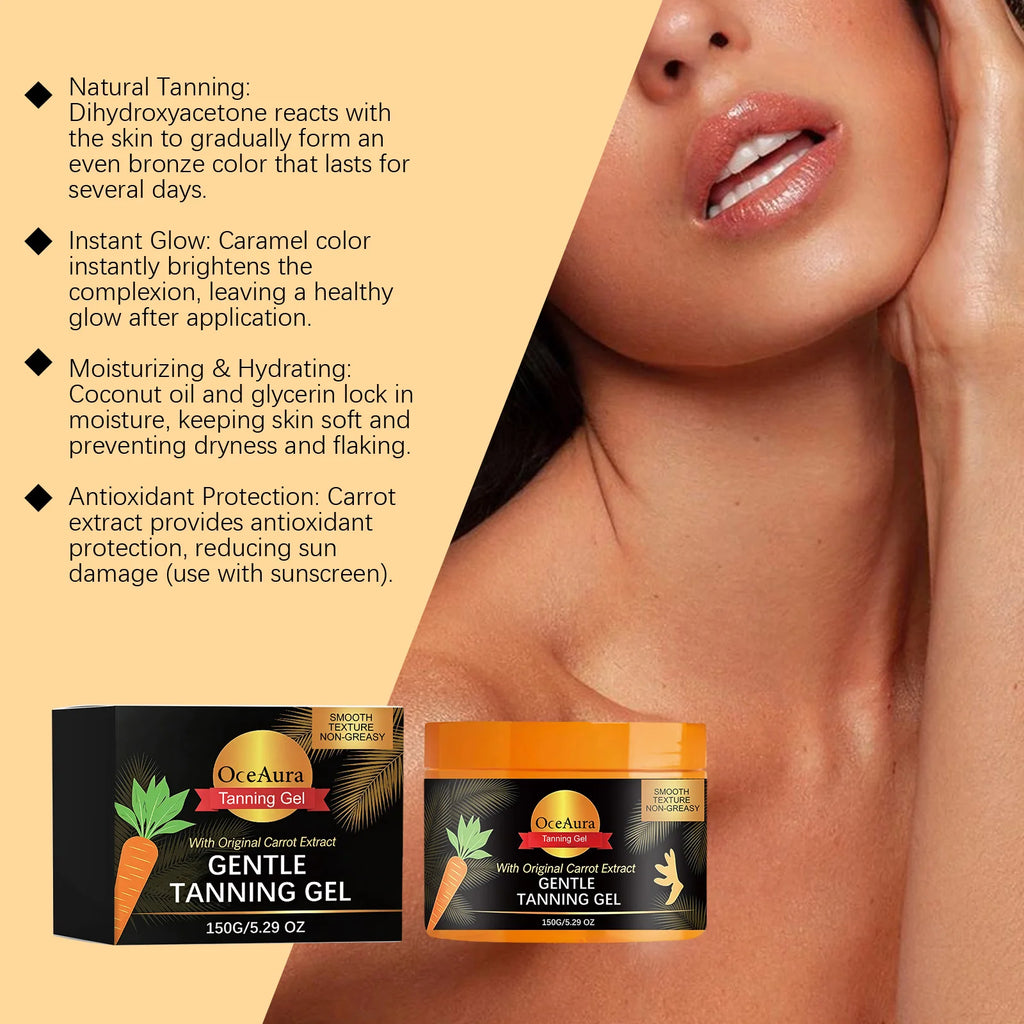 Carroten Gentle Tanning Gel Natural-Looking Sunless Tanner for Body Streak-Free Gradual Tan Hydrating Body Bronzer Non-Greasy Qme