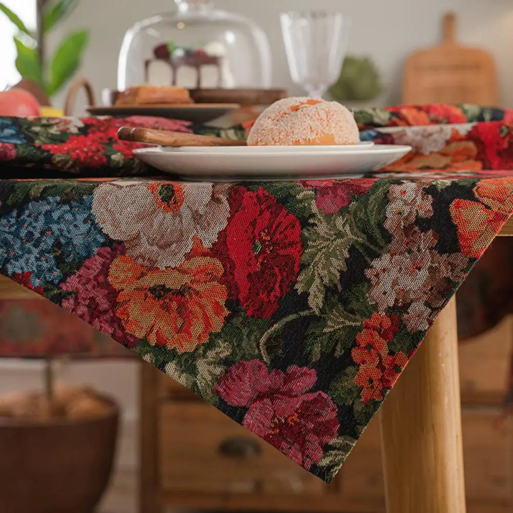 Vintage Floral Tablecloth Rustic French Embroidered Boho Tablecloths Qme