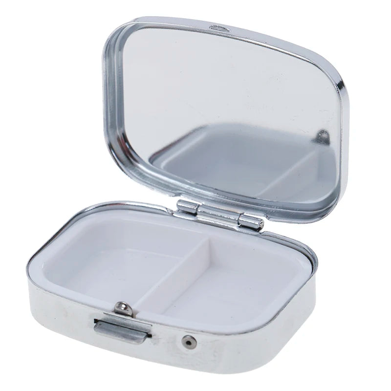 Small Metal Silver Tablet Pill Box Container Medicine Case Portable Qme