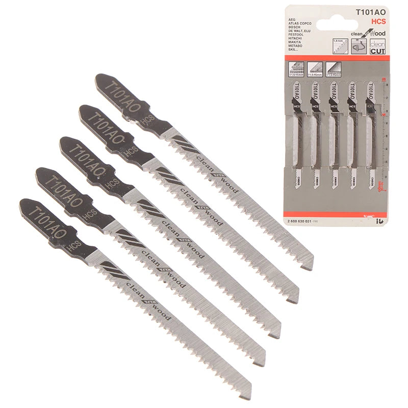 5PCS T101AO T-Shank HCS Jigsaw Blades Curve Cutting Saw Blades For Wood Plastic. Qme