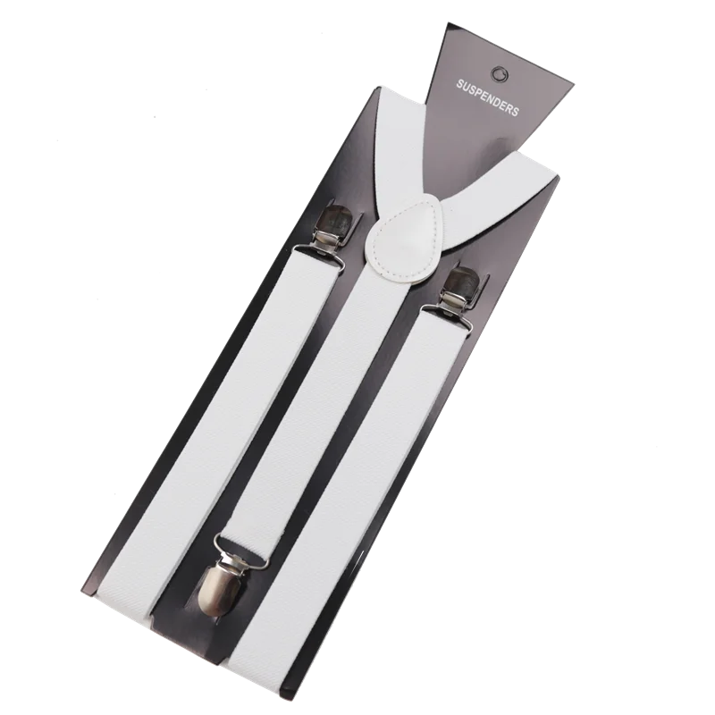 Unisex Elastic Leather Suspenders Braces Men Women Gift Black Blue Red Adjustable Straps for Wedding Suit Skirt Accessories Qme WHITE China Mainland
