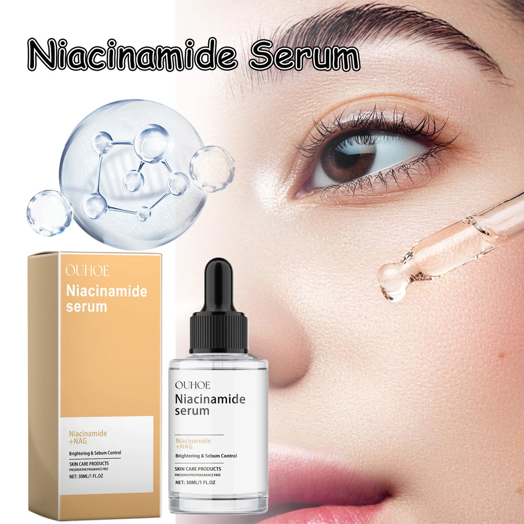 Nicotinamide Face Serum Brightening Moisturizing Smoothing Shrink Pores Facial Essence Glowing Facial Moisturizer for Daily Skin Qme