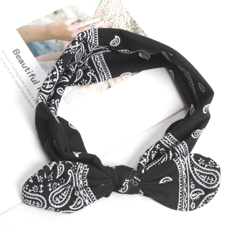 Women Elastic Soft Headbands Vintage Hairbands Workout Yoga Headband Girls Makeup Band for Face Washing Hair Bands Accessories Qme black