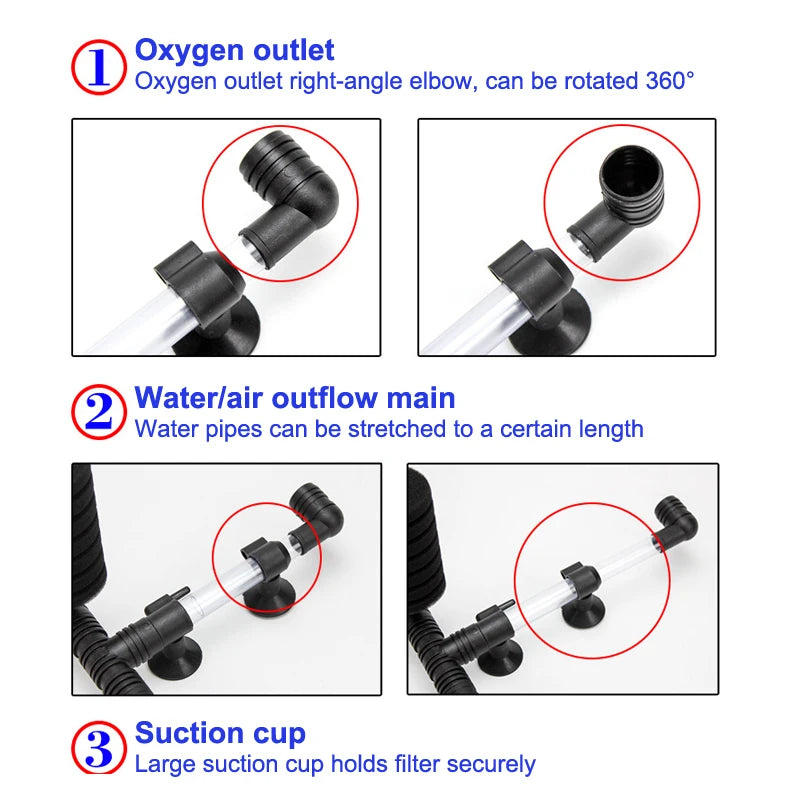 Aquarium Silent Filter Sponge Fish Tank Air Pump Skimmer Biochemical Qme