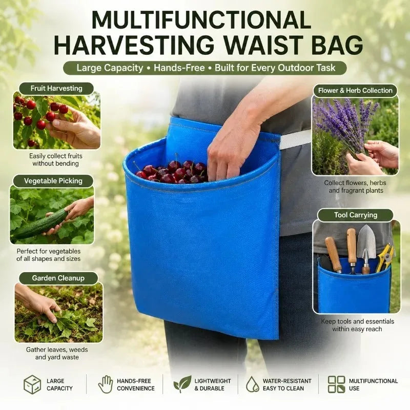 Fruit and Vegetable Picking Apron Garden Fruit Picking Bag Waterproof and Portable Agricultural Picking Waist Bag Qme