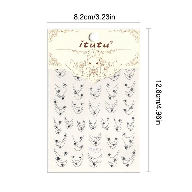 Star Nail Art Stickers Bronzing Flash Self Adhesive Sticker Charm Qme