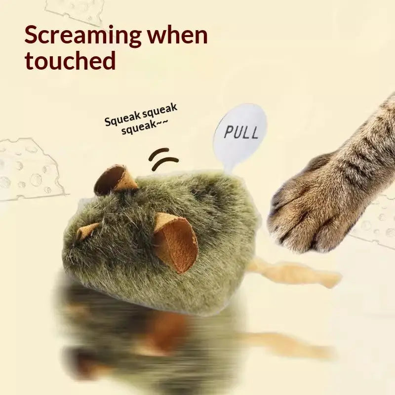 Plush Cat Toy Simulation Mouse Realistic Chirping Feature Kitten Qme
