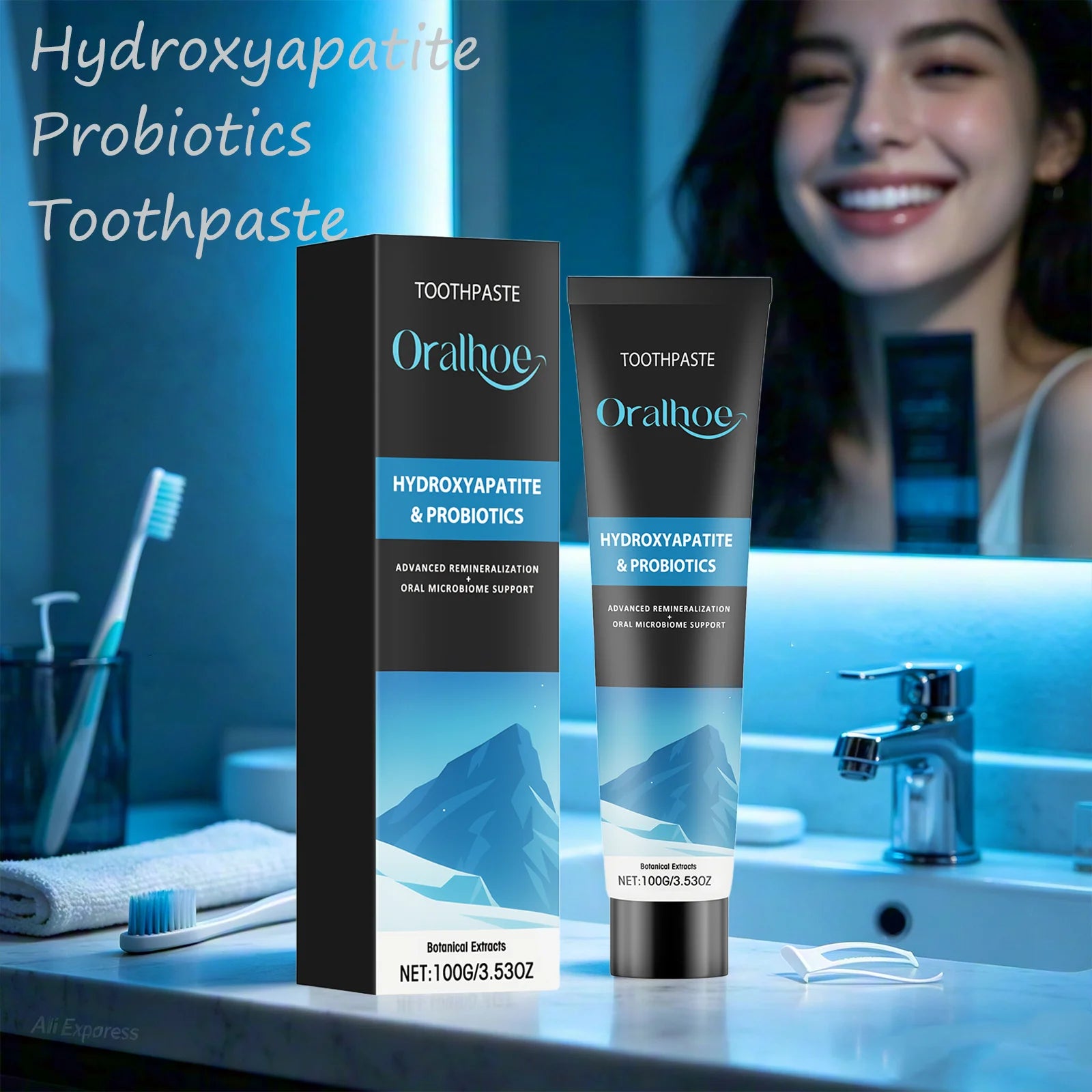 Oralhoe Hydroxyapatite Toothpaste for Sensitive Gums Teeth Stain Remover Fresh Breath Oral Care Products Probiotic Toothpaste Qme