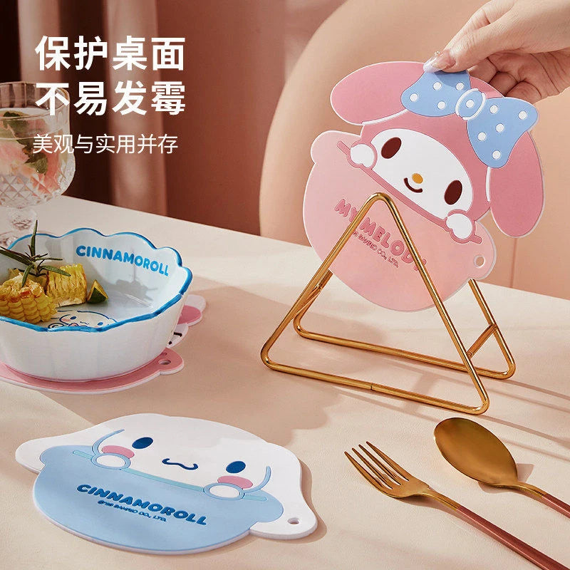 Hello Kitty Cartoon Insulated Mat Non-Slip, Heat-Resistant Placemat Cute Tableware Mat, Heat-Resistant Bowl and Plate Mat Qme