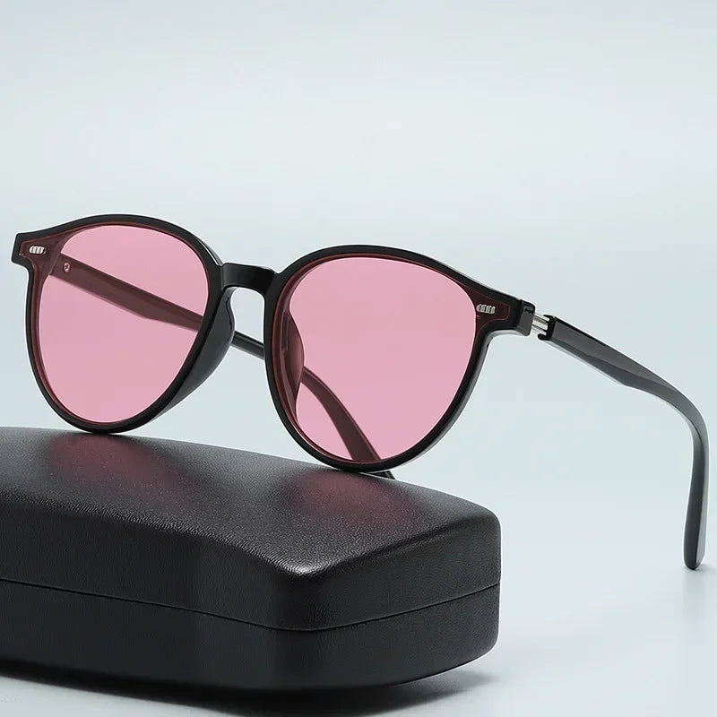 New Small Oval Women's Sunglasses Fashion Brand Women Casual Glasses Vintage Men Outdoor Sunshade Goggles UV400 Oculos De Sol Qme Pink