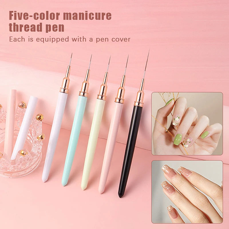 Nail Art Pen Brushes Professional Manicure Tool Elongated Lines Qme